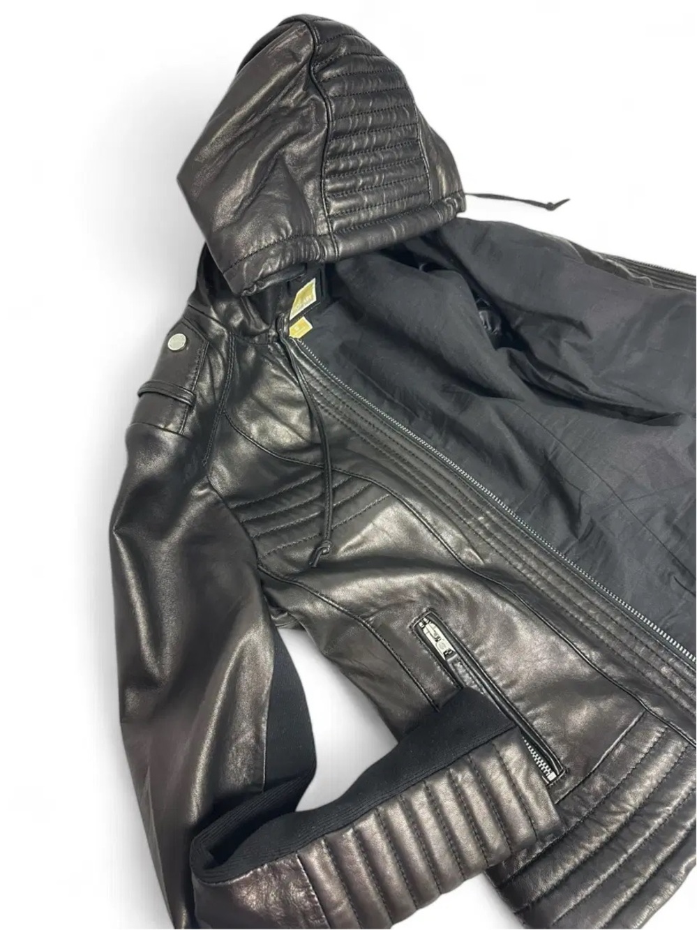 Michael Kors Black Quilted Leather Hooded Jacket